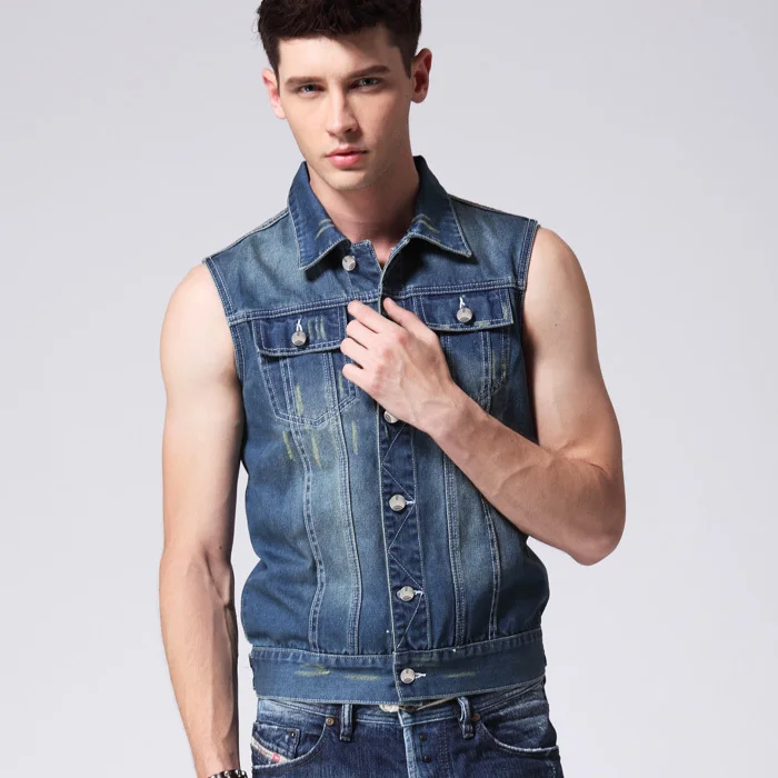 Free shipping 2015 summer new fashion Men's Cowboy Waistcoat, Brand Man
