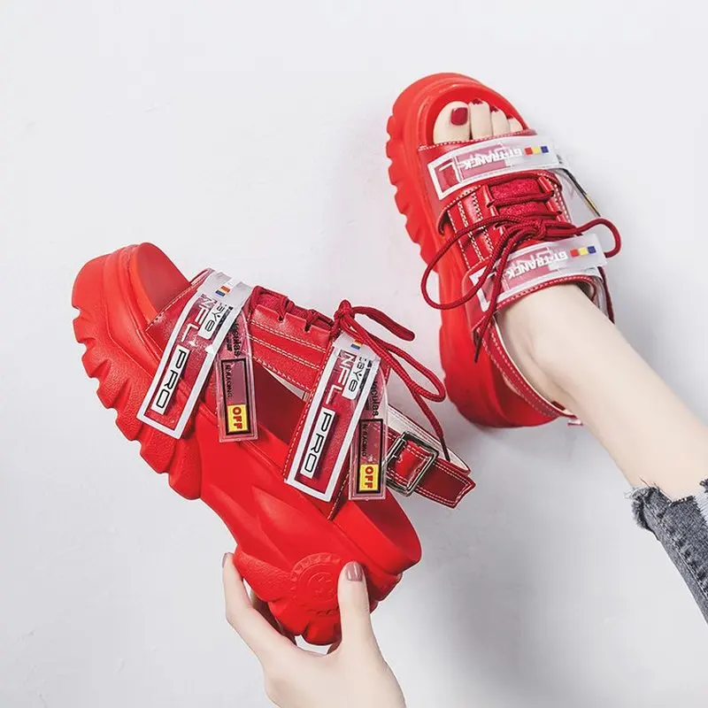 High Platform Women's Chunky Sandals 2019 Fashion Summer Leather Women Thick Soled Beach Sandal Casual Woman Shoes