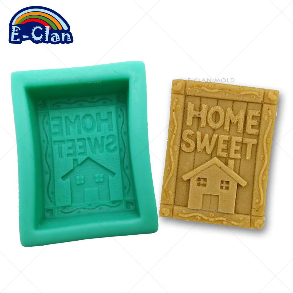 Home Sweet Handmade Soap Silicone Molds For Cake Chocolate Soap Making Mold House Salt Sculpture Kitchen Baking Tools S0248XW
