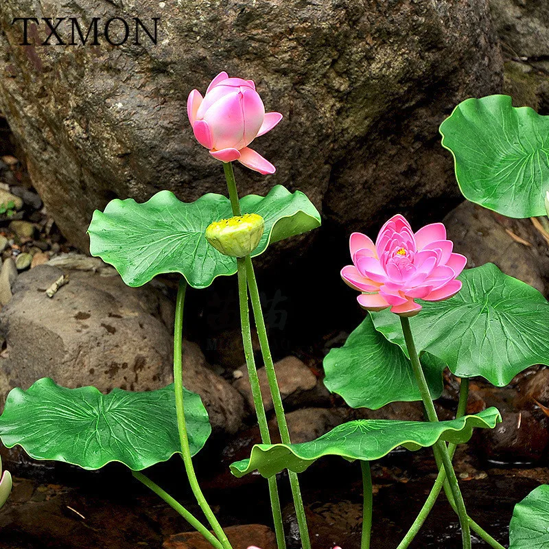 

Simulation PVC artificial lotus leaf lotus flower for Buddha water lily decoration plant flower pool landscape garden decoration