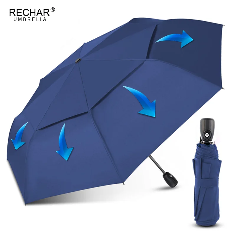 Wind Resistant Folding Automatic Umbrella Rain Women Auto Big Windproof