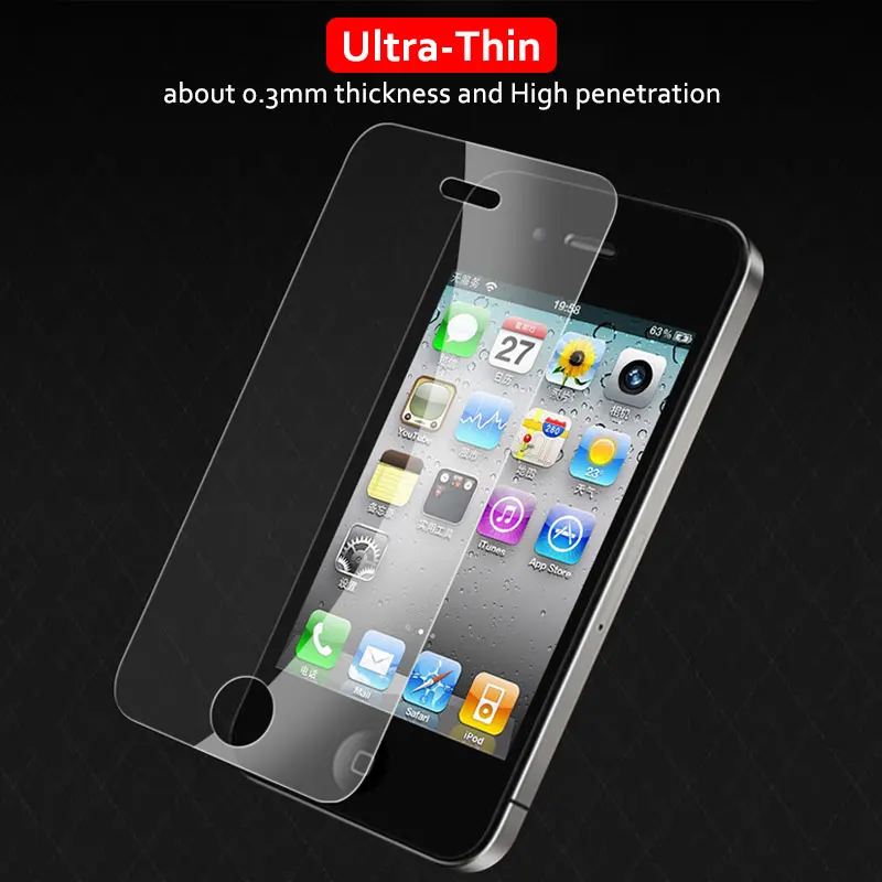 CHOEOIWE для iPhone 4 4s противоударное 9H 2.5D переднее закаленное стекло защита экрана