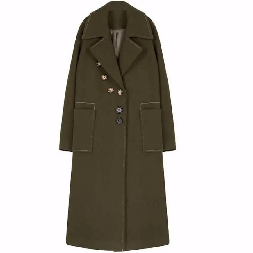 

Wool Coat Autumn Winter Women Coat 2018 New Long Woolen Jacket Coat Thick Casual Tops Women slim coat