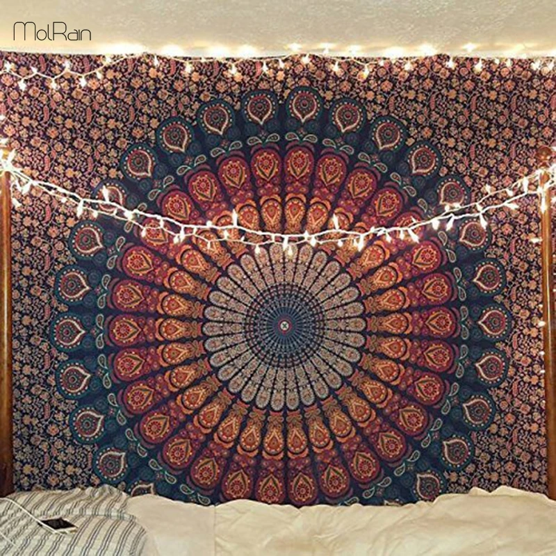 Indian Mandala Tapestry Wall hanging Round Bohemian Throw Cover Frills Bed Boho 