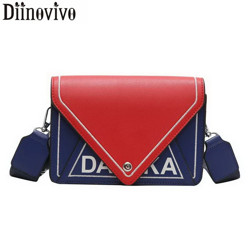 

DIINOVIVO Street Fashion Lether Women's bag Small Stitching Personality Crossbody Bags PU Leather Female Shoulder Bag WHDV1001