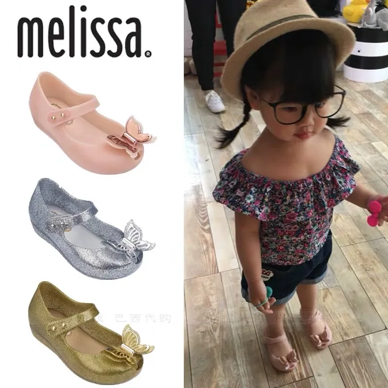 Мини Melissa 3D бант пластиковые сандалии для девочек Детская водонепроницаемая обувь новые сандалии для девочек Нескользящие Детские сандалии для девочек 14-18 см