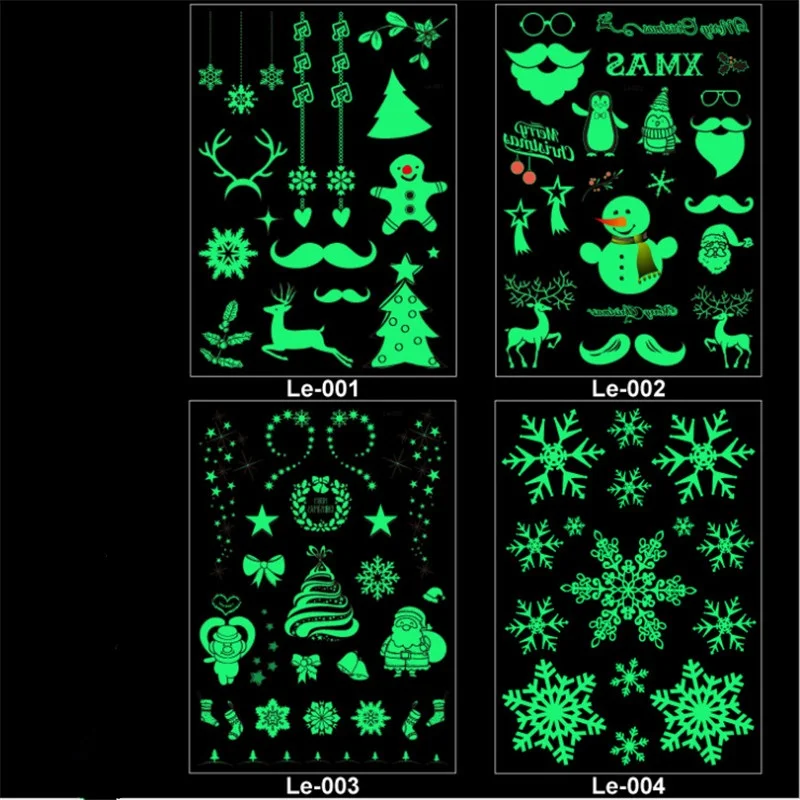 Christmas-Decoration-4sheet-set-Christmas-Luminous-Tattoo-Stickers-DIY-Tattoo-Stickers-Party-Decoration-New-Year-Navidad