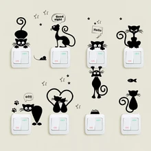 Cute Cats Light Switch Phone Wall Stickers For Kitchen Room DIY Home Decor Living Room Cartoon Anima