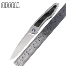 DICORIA Piston separated ball bearing flipper Folding knife Titanium CF handle D2 blade camping outdoor gear
