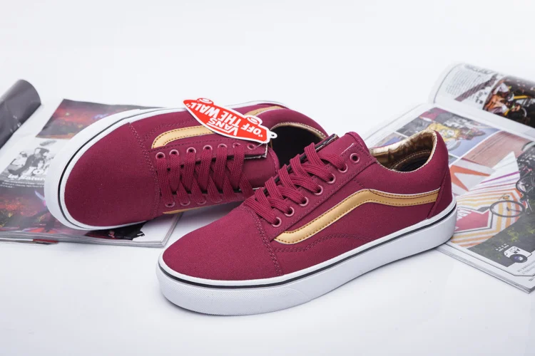 Vans Classic Old Gold Red Wine Women Low-top Canvas Shoes Skateboarding Casual Shoes Free Children Casual - AliExpress