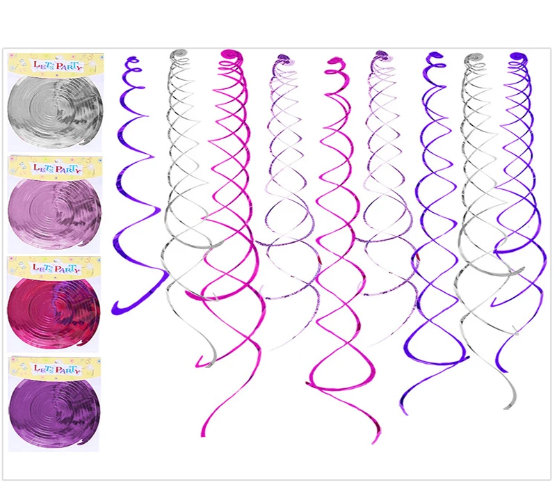 FL 6 шт зеркальная поверхность висит стример украшение для DIY декоративные вечерние макет сцены спираль из фольги Декор на свадьбу День рождения