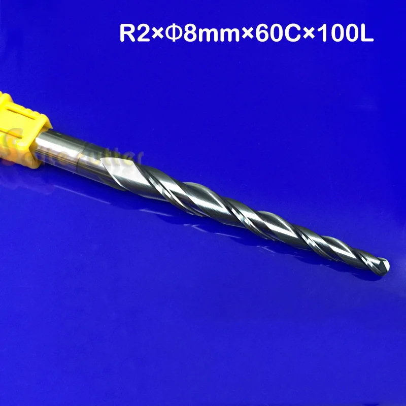 1 шт. R2.0 * D8 60 100L 2F HRC55 Вольфрамовая твердосплавная коническая конусная фреза