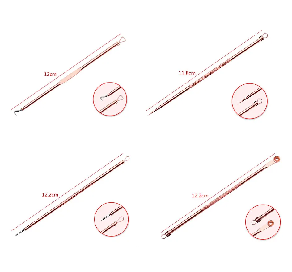 3, 4, 5, 7, 8 шт., инструмент для удаления черных точек из нержавеющей стали, экстрактор угрей и комедонов для удаления Поппер, набор инструментов для лица