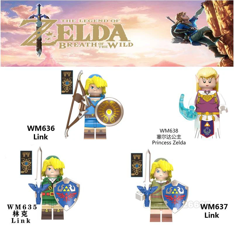 

4PCS/Set Link Princess Zelda Breath of the Wild WM6053 Dragon Ball Z Trunks KT1020 Building Blocks Bricks Toys for children gift