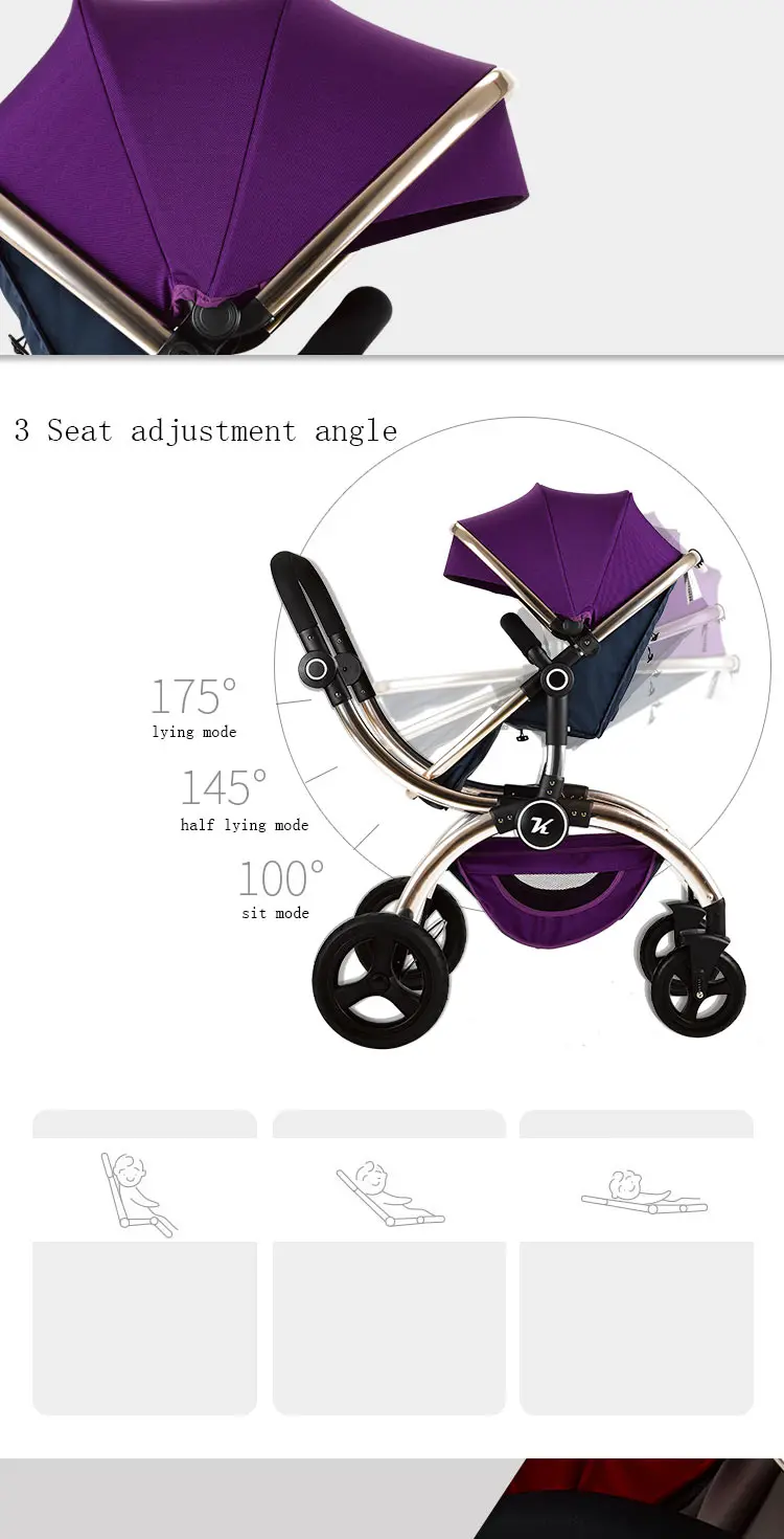 Детская коляска 3 в 1 с высоким пейзажем, алюминиевая Роскошная Складная Европейская детская коляска 2 в 1, коляска для новорожденных