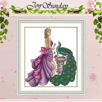 

Model and peacock patterns counted Cross Stitch 11CT 14CT Cross Stitch Set Wholesale DIY Cross-stitch Kit Embroidery Needlework