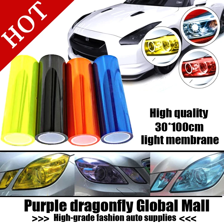 

Car Styling Sticker 100*30CM Car light membrane car headlight light translucent membrane rear light film fog lamp heterochrosis