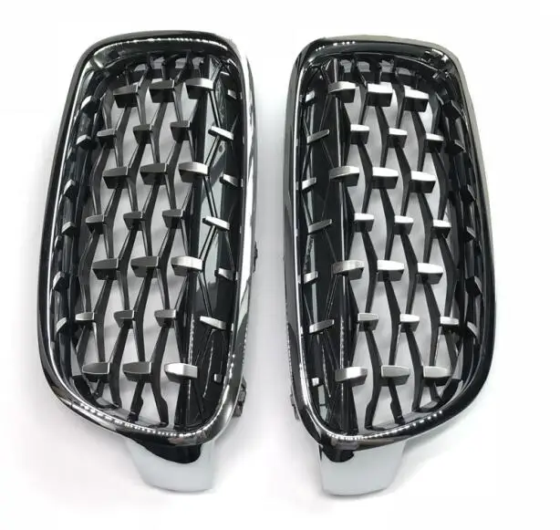 ABS замена передней центральной решетки для BMW 3 серии F30 F35 2012+ черная/Серебристая Алмазная решетка переднего бампера гриль - Цвет: Full Silver