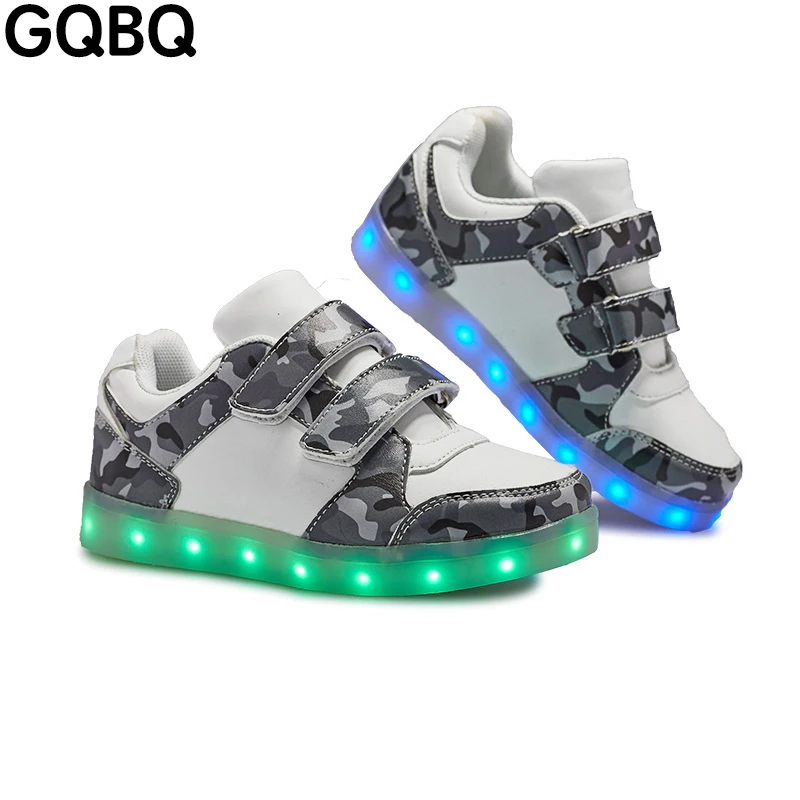 GQBQ светящиеся кроссовки USB зарядка светодио дный детская обувь для мальчиков и