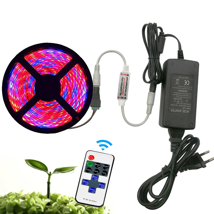

5050 LED Grow Lights Waterproof phyto lamp DC 12V Growing LED Strip Light tape Set for Indoor Plants Greenhouse Hydroponic