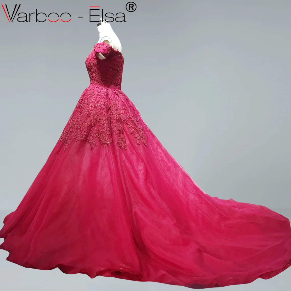 VARBOO_ELSA с коротким рукавом Кристаллы Бисер женское вечернее платье Красный Длинные Формальные Дубай элегантное для вечеринки, для выпускного платье