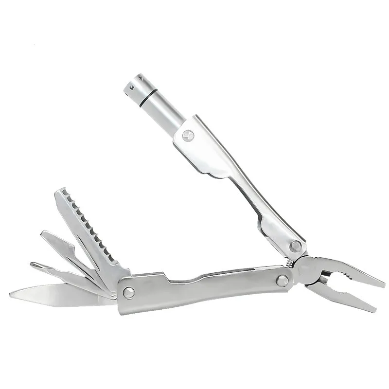 

Outdoor survival gear Multi-functional vise with LED screwdriver edc tactical keychain snowflake multi tool hunting hiking