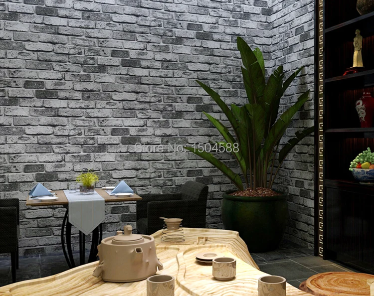 Глубоким тиснением 3D кирпичная стена Бумага современный Винтаж каменные стены Бумага для Гостиная Ресторан фон покрытия стен дома Декор