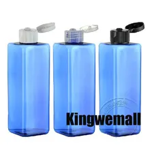 300 шт./лот Ёмкость 250 мл лосьона шампуни, воды пустая бутылка ПЭТ+ ПП Контейнер квадратные Синие бутылки
