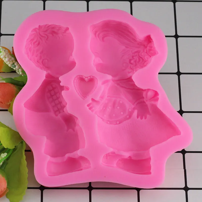 Mujiang 3D мальчик девочка свадебные инструменты для украшения тортов из мастики мыло свечи силиконовые формы Шоколадные конфеты глиняные формы для мастики