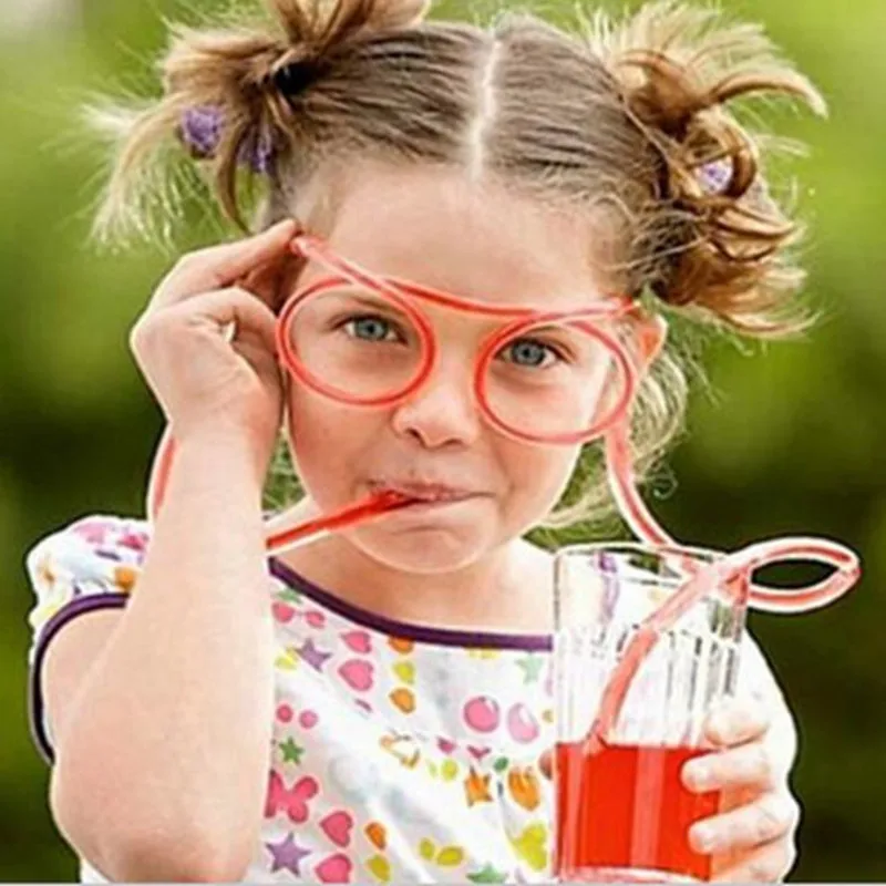 

5PCS Creative Drinking Straw Frames Novelty Birthday Party DIY Decoration Funny Plastic Glasses Straw Eye Frame Kids gift