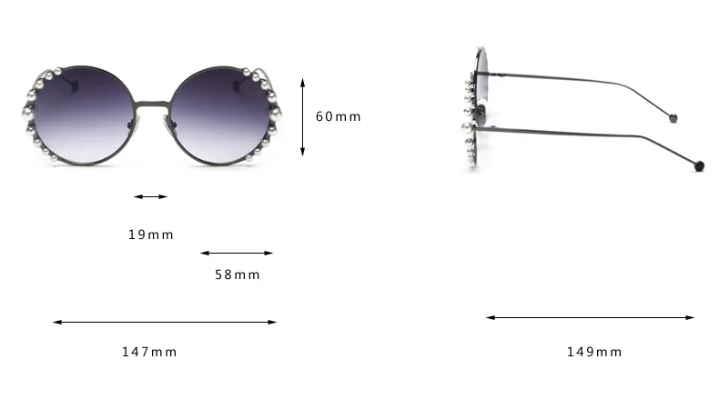 Черные круглые жемчужные солнцезащитные очки, роскошные брендовые Оттенки для женщин, негабаритные солнцезащитные очки, женские классические очки с металлической оправой высокого качества