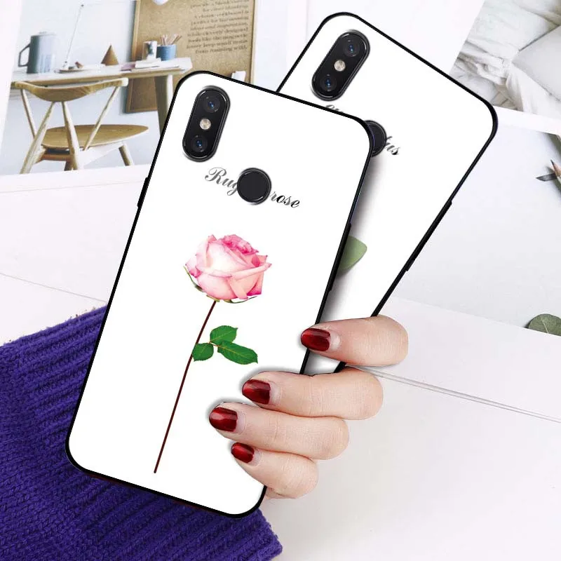 Чехол из закаленного стекла с цветком для Xiaomi Mi 8 SE Lite 5X A1 6X A2 6 5S Plus Mix 2S 3 Max 2 Чехлы