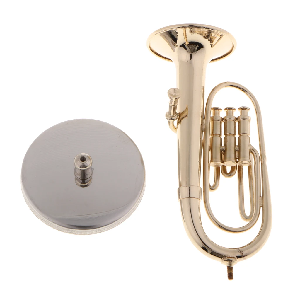 Tooyful Exquisite Copper Baritone Miniature Figurine Mini Musical Instrument Model House Office Studio Decoration