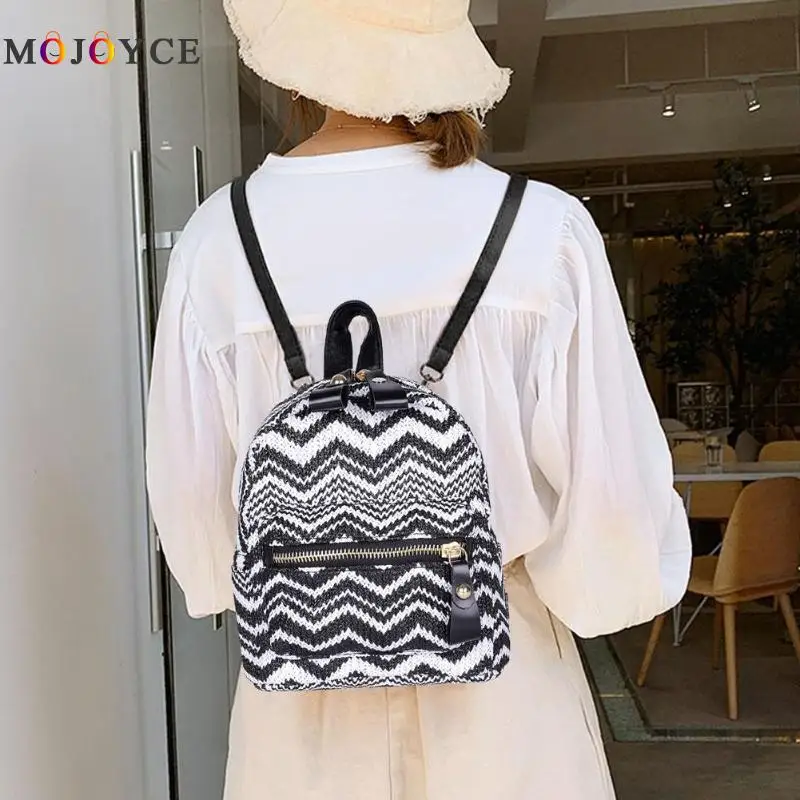

Ethnic Weaving Women Backpack Travel School Knitting Knapsack Fashion Small Backpack