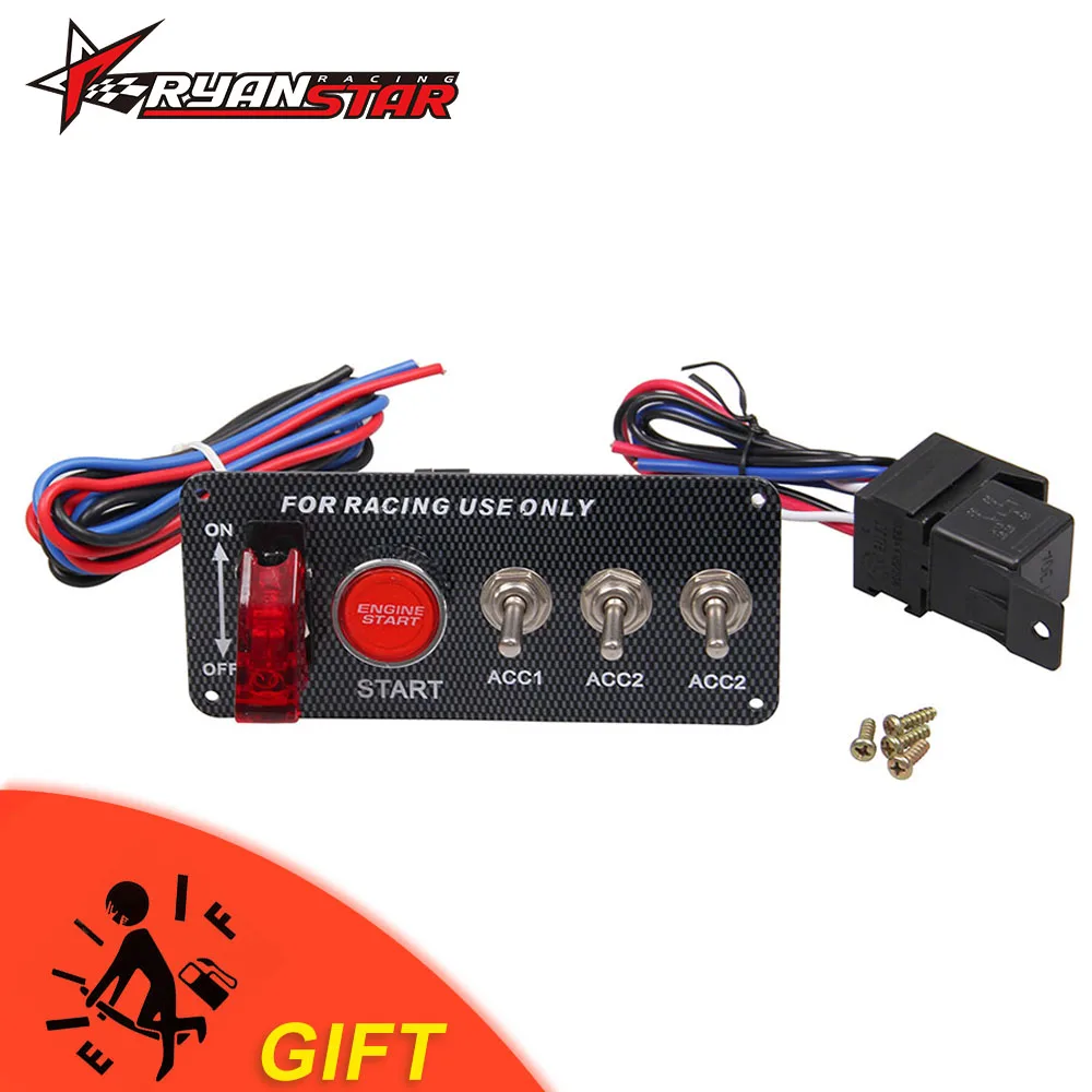 

High Quality Carbon Fiber Racing Car 12V LED Ignition Switch Panel Engine Start Push Button LED Toggle