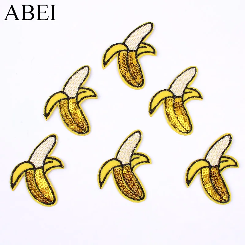 

10pcs Sequined Banana Patch Embroidered Iron On Fruits Stickers for Jeans Coats Garments Decoration Handmade Appliques Badge