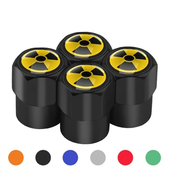 

4Pcs/Lot Car Nuclear warning Weapon Emblem Logo Tire Valve Cap Wheel Tire Valve Stems Dust Cover Caps Cars Car Styling