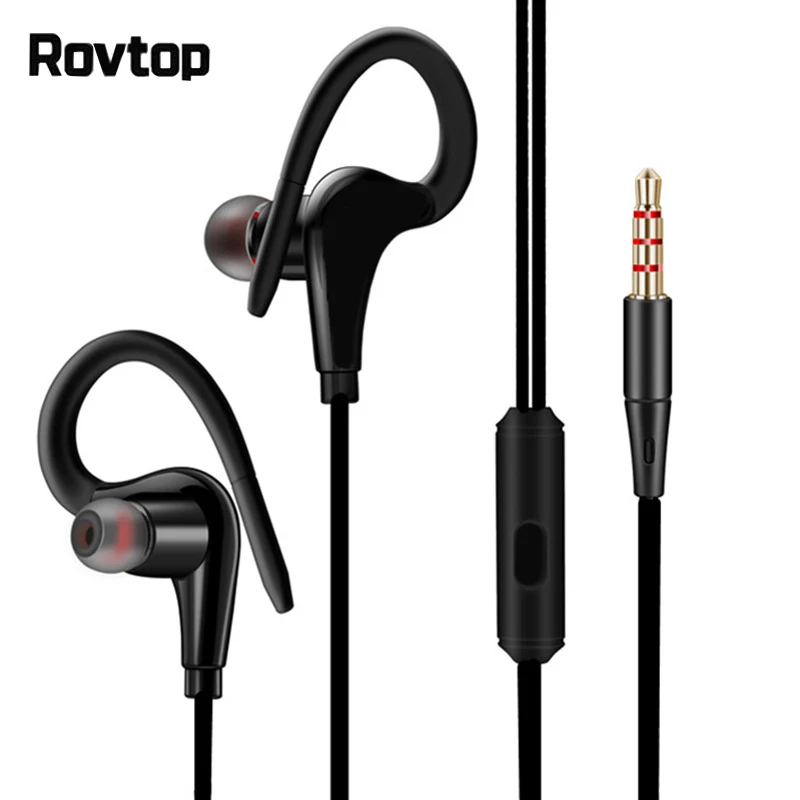 

Rovtop 3D Bass Earphones Ear Hook Waterproof Sport Running Headphones For iPhone Samsung Xiaomi IOS Android Phone Headsets
