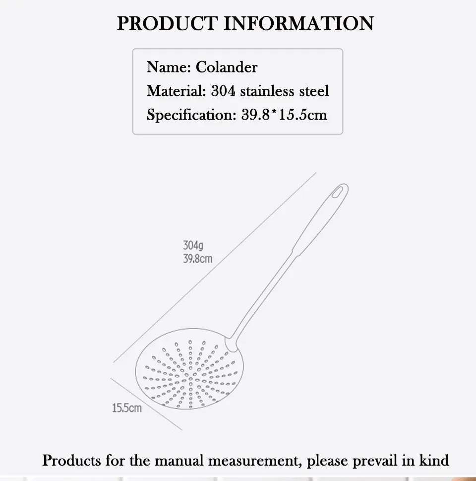SSGP 304 дуршлаги из нержавеющей стали высокого качества сетчатые сита инструменты для приготовления пищи шумовка большая щелевая ложка кухонная утварь