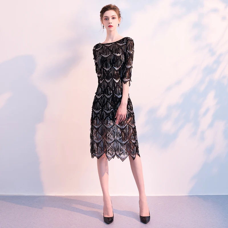 

Elegent Evening Dress 2019 Sequined Tassel Vestido De Festa Formal Dress Evening Gown Prom Dresses Robe De Soiree