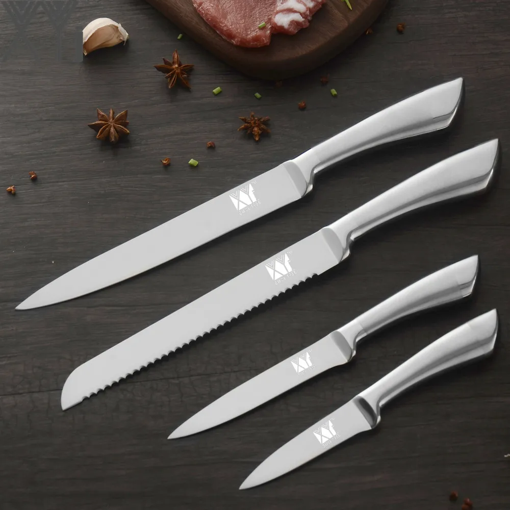 XYj кухонные ножи для приготовления пищи, нож для очистки овощей, Santoku, шеф-повара, ножи из нержавеющей стали для нарезки хлеба, фруктового мяса, кухонные инструменты, аксессуары - Цвет: C.4 Pcs Set