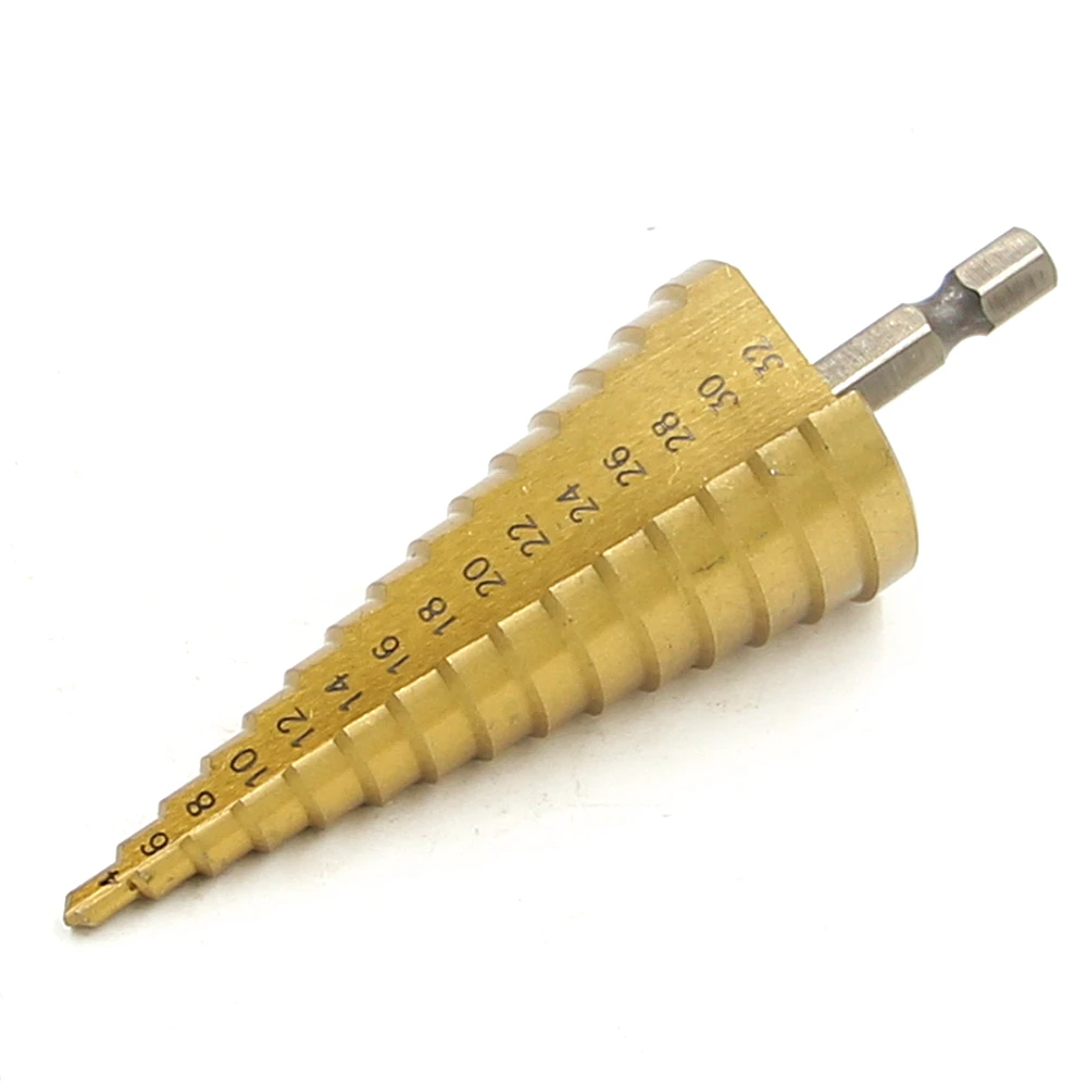 New HSS Step Drill Bits 4mm 32mm Straight flute Power Tools 1/4" Hex