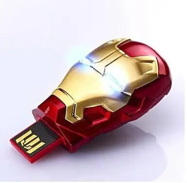 2017 Iron man Model USB Flash Drive 64GB 32GB 16GB 128GB Car Key Memory Stick Flash Pen Drive U disk thumbdrives eye light disk