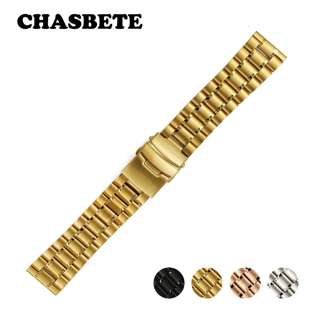 

16mm 18mm 20mm 22mm 24mm Stainless Steel Watchband Universal Watch Band Men Women Metal Strap Loop Wrist Belt Bracelet Black