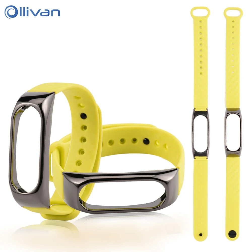 

Ollivan Silicon Wrist Strap For Xiaomi MiBand 2 Mi Band 2 Smart Bracelet Colorful Replacement Watch Band Wristband Metal Case