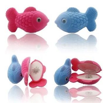 

Lovely Decarated Small Fish Plant Velvet Ring For Earrings Necklace Bracelet Jewelry Display Box Storage Holder Gift Case