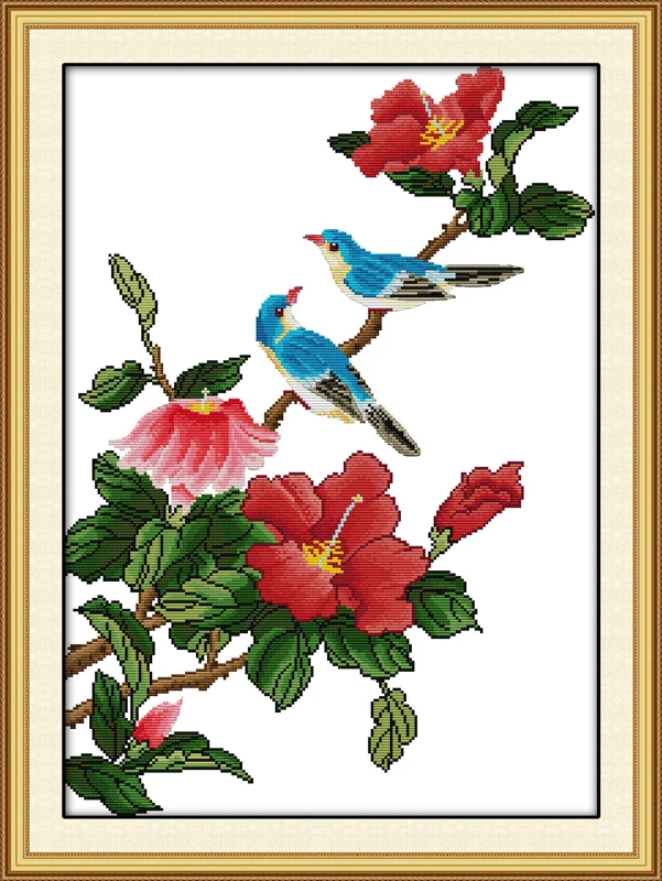 Needlework DIY DMC Cross stitch Sets For Embroidery kit 11ct printed cotton thread Flowers and Birds Cross-Stitching Painting | Дом и сад