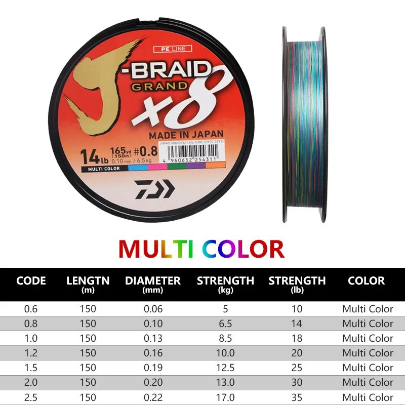 DAIWA J BRAID GRAND рыболовная леска 135 м/150 м 8 нитей плетеная полиэтиленовая рыболовные