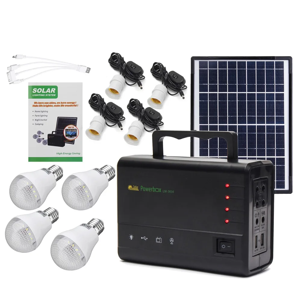 New Portable Solar Panels Charging Generator Power System Home Outdoor Lighting With Blub Gift Portable Power generation New Portable Solar Panels Charging Generator Power System Home Outdoor Lighting With Blub Gift Portable Power generation
