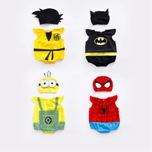 Летние детские комбинезоны для новорожденных; Милые маленького желтого человечка, Гоку, с принтом в виде Человека-паука, Бэтмена хлопок короткий рукав комбинезоны одежда комплект